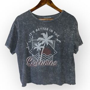 Caution to the wind acid washed cropped graphic tee SIZE SMALL